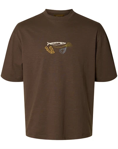 Selected - SLMDomestic Relaxdiesel T-Shirt - Turkish Coffee